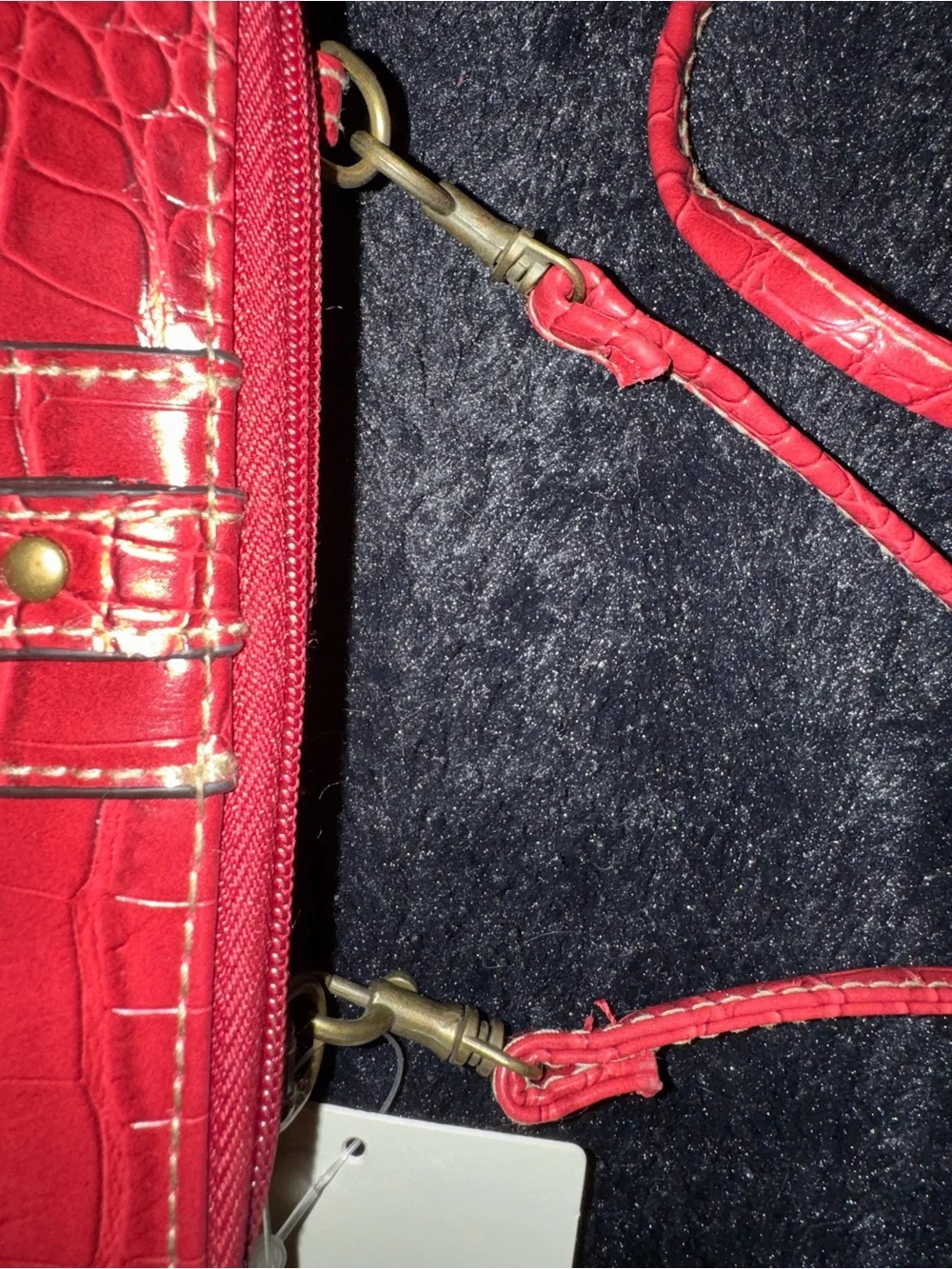 NWT Merona Red Wine Croc Embossed Crossbody Wallet with Gold Hardware